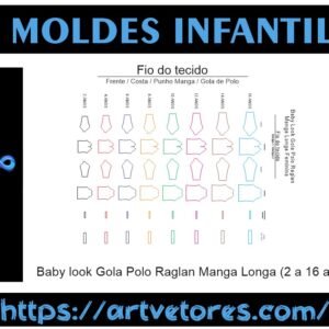 Baby look Gola Polo Raglan Manga Longa (2 a 16 anos)