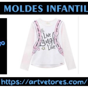 Baby Look Raglan Feminina Manga Longa (2 a 16 anos)