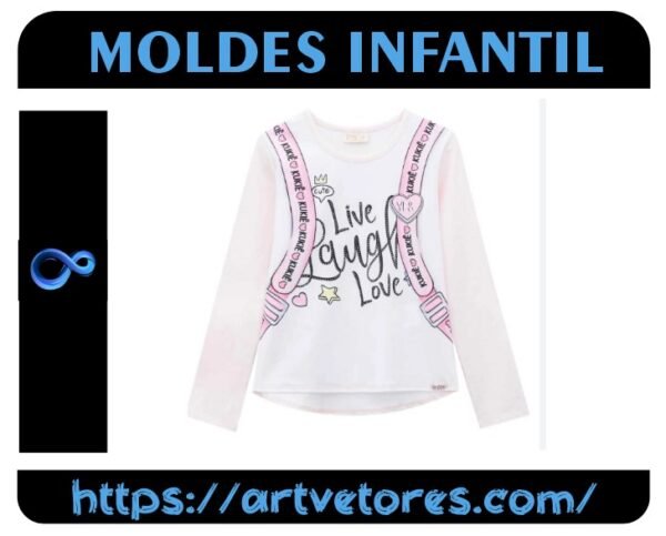 Baby Look Raglan Feminina Manga Longa (2 a 16 anos)