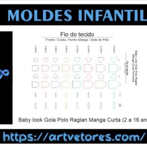 Baby look Gola Polo Raglan Manga Curta (2 a 16 anos)