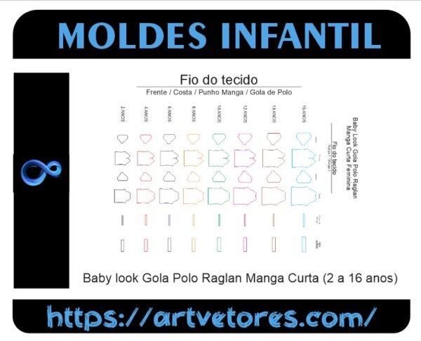 Baby look Gola Polo Raglan Manga Curta (2 a 16 anos)